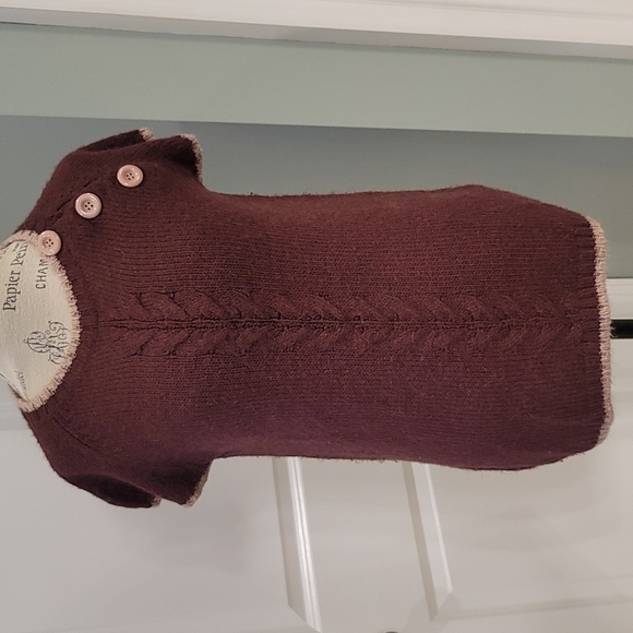 BCBGMaxAzria Alpaca Blend Burgundy Short-Sleeve Sweater Tunic - Size XL - Picture 4 of 8